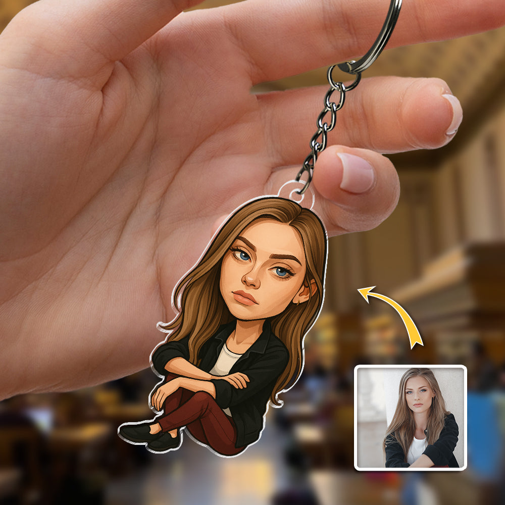 Custom Cartoon Photo Acrylic Keychain Decor Gift For Family CH07 895782