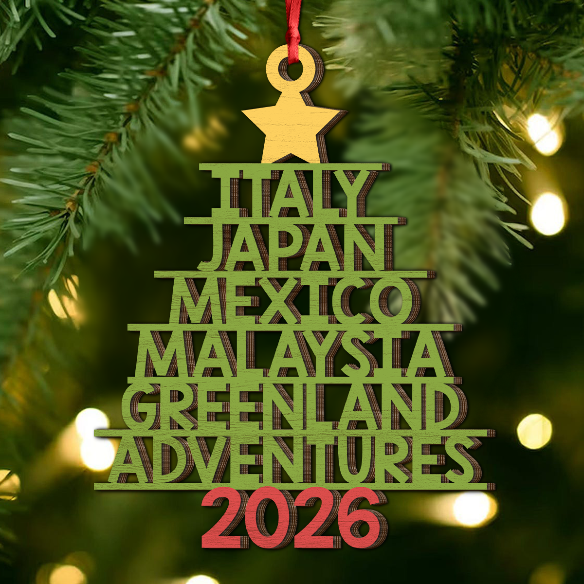 Personalized 2026 Travel Adventures Christmas Wooden Ornament, Holiday Tree Decor LM32 670503