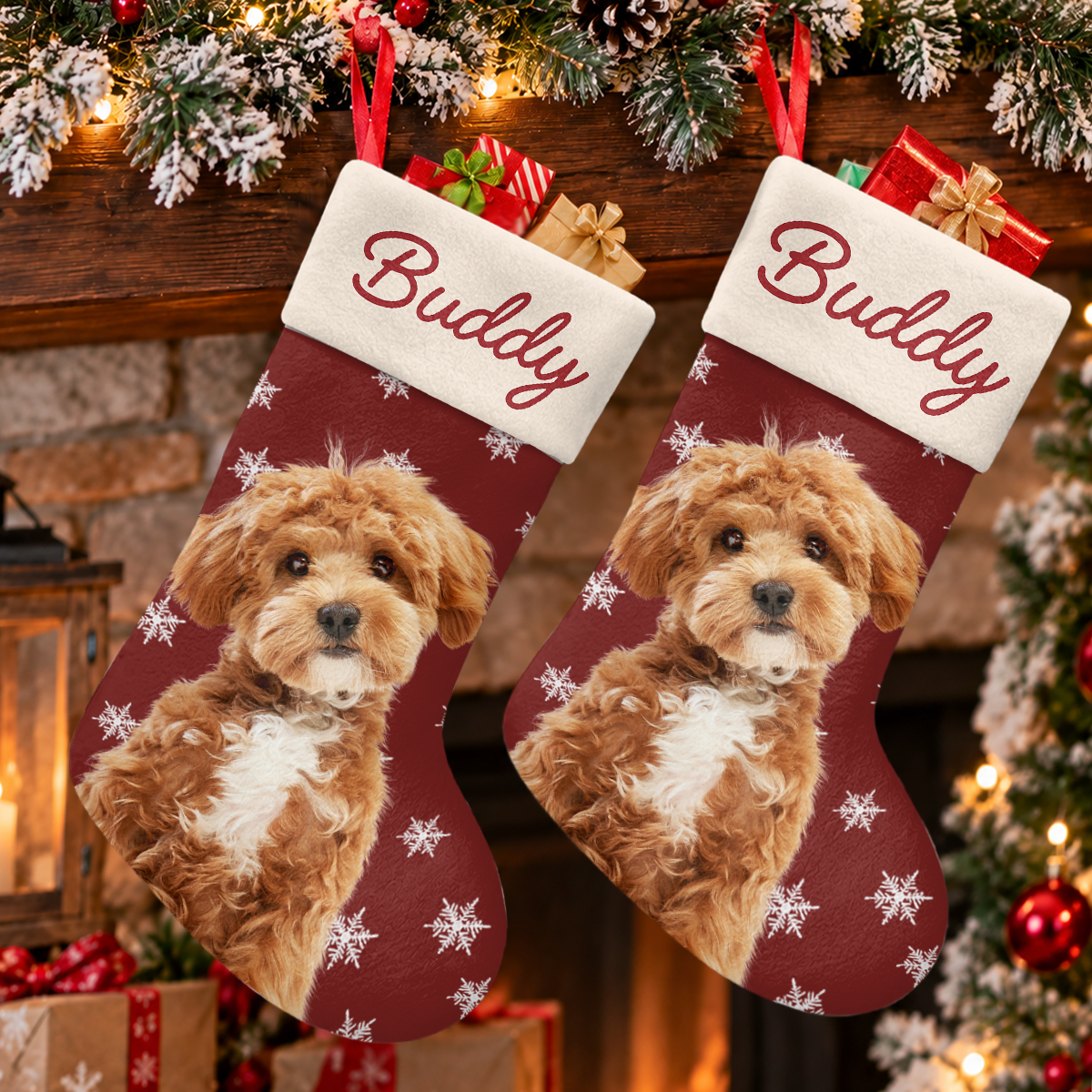 Personalized Dog Photo And Name Christmas Stocking, Holiday Decoration Gift LM32 670479