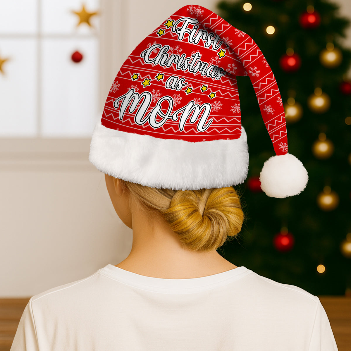 Personalized First Christmas As Mom Matching Family Santa Hat LM32 893971