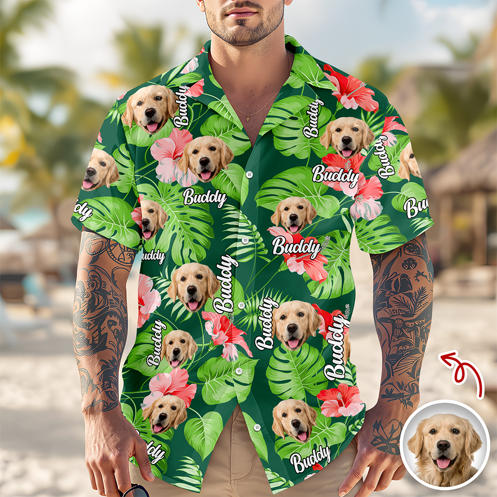 Custom Pet Face Photo Tropical Hawaii Shirt For Pet Lovers TH10 169491
