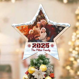Custom Family Photo Star Tree Topper Christmas Gift for Family CH07 896948