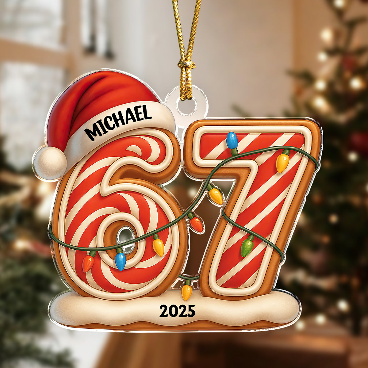 Custom Name Six Seven Acrylic Ornament, Teen Slang Funny 67 Tree Decor, Funny Teen Grandkid Gift HO82 900496