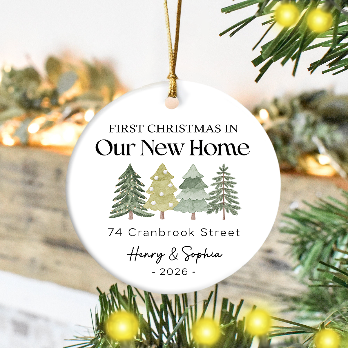 Personalized First Christmas In Our New Home Ceramic Ornament, Housewarming Christmas Keepsake HO82 903610