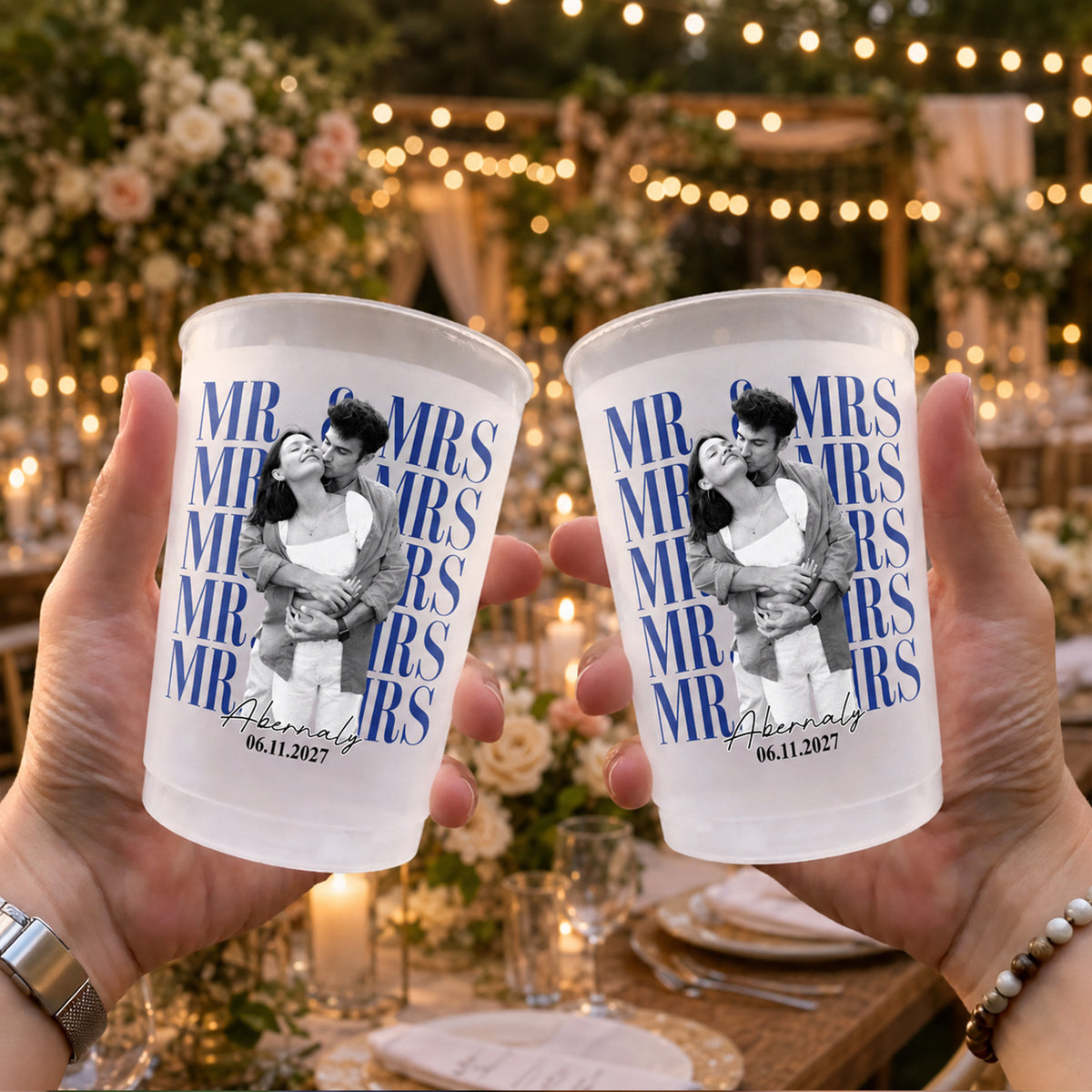 Custom Photo Mr. & Mrs, Wedding Cups TH10 170491