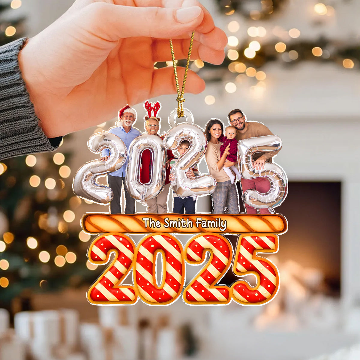 Custom Photo Candy Family Together Christmas Acrylic Ornament HA75 897962