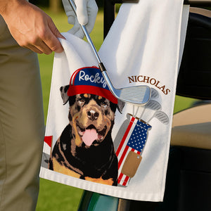 Custom Pet Golf Towel with Pet Photo, Personalized Dog Towel, Custom Cat Cotton Golf Towel HA75 898506