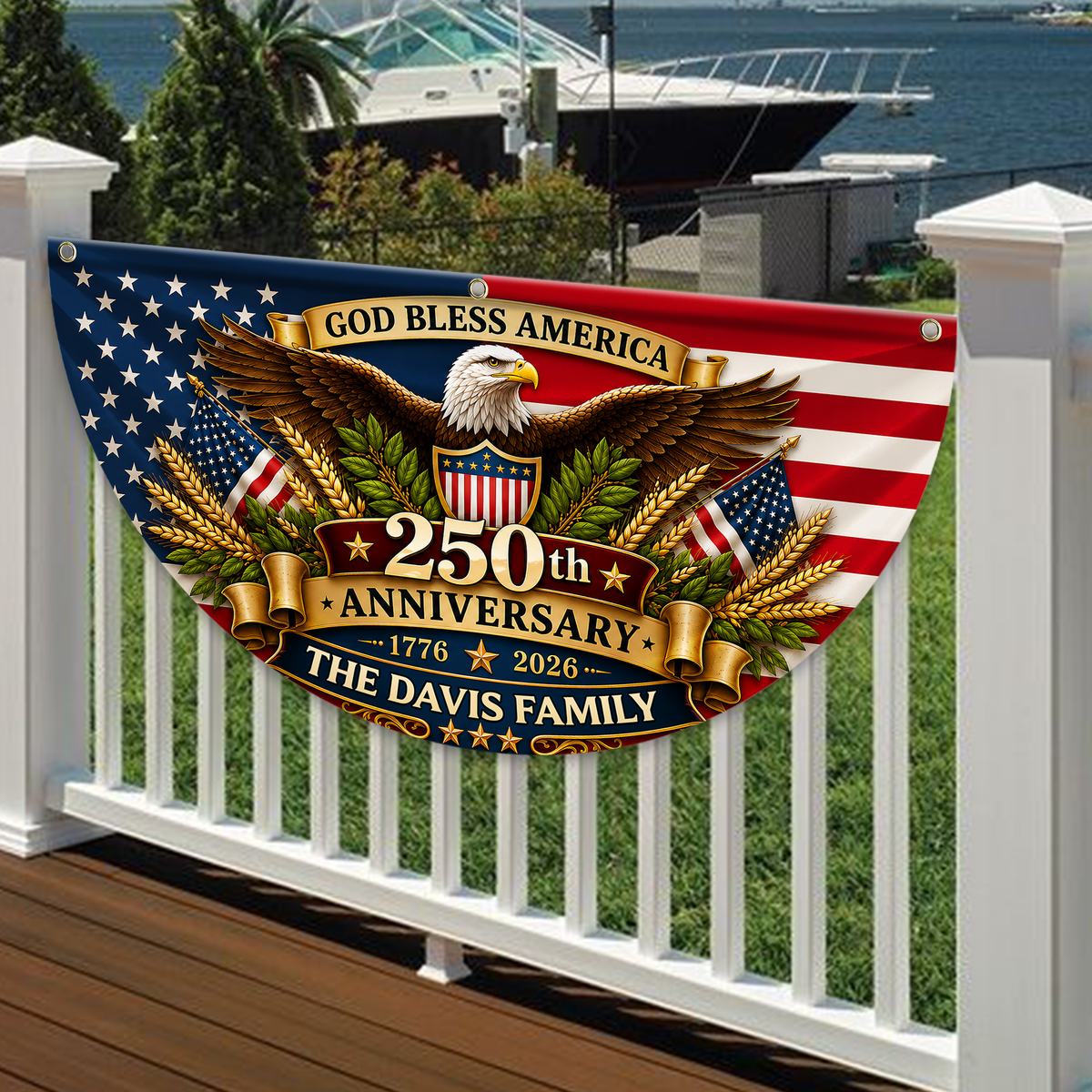 God Bless America Custom Family Name USA 250th Anniversary Fan Flag CH07 911850