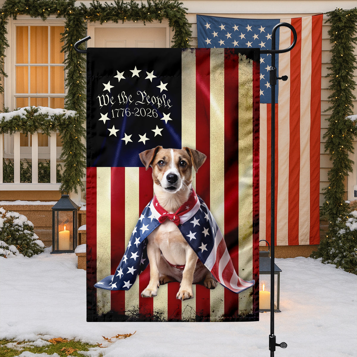 Custom Photo My Dog Loves America 250 Garden Flag HA75 898906
