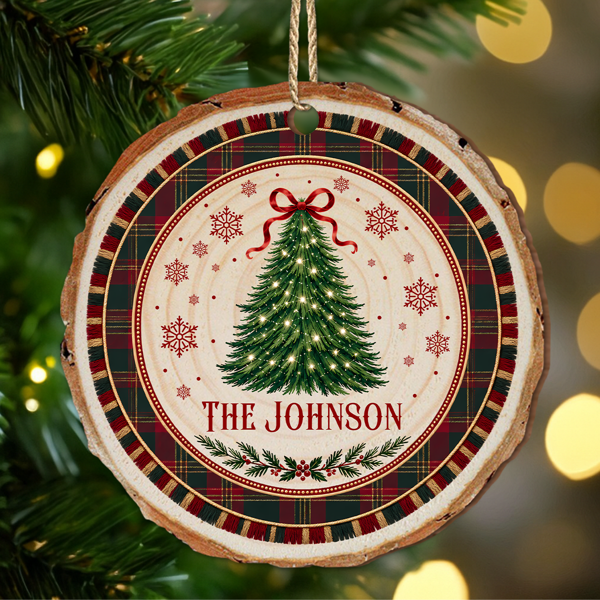 Custom Name Christmas Tree Wood Slice Ornament, Holiday Decor Gift For Family LM32 670499