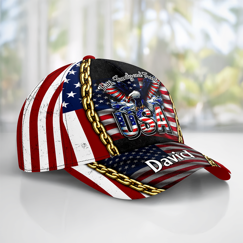 Personalized Bald Eagle USA Flag 250th Anniversary Classic Cap CH07 911280