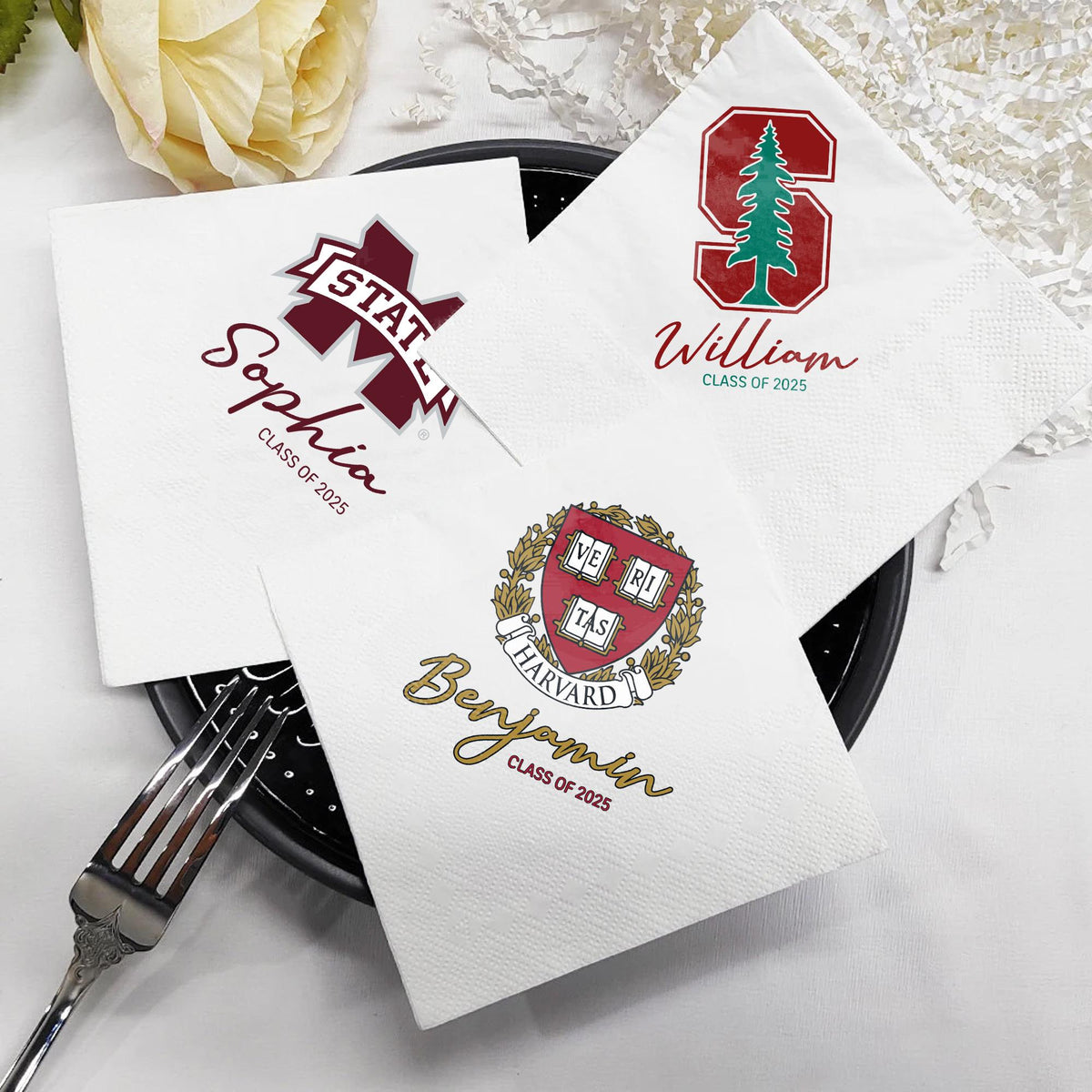 Personalized College Logo Graduation Napkins - Class of 2026 Party Beverage Cocktail Napkins LM32 899825
