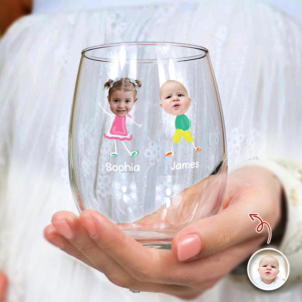 Custom Funny Face Wine Because Raising Tiny Humans Ain’t Easy Wine Glass TH10 169085