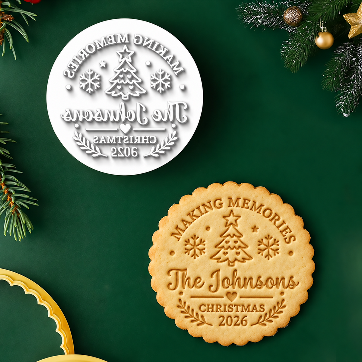Personalized Family Name Making Memories Christmas Cookie Stamp, Holiday Baker Gift HO82 904124