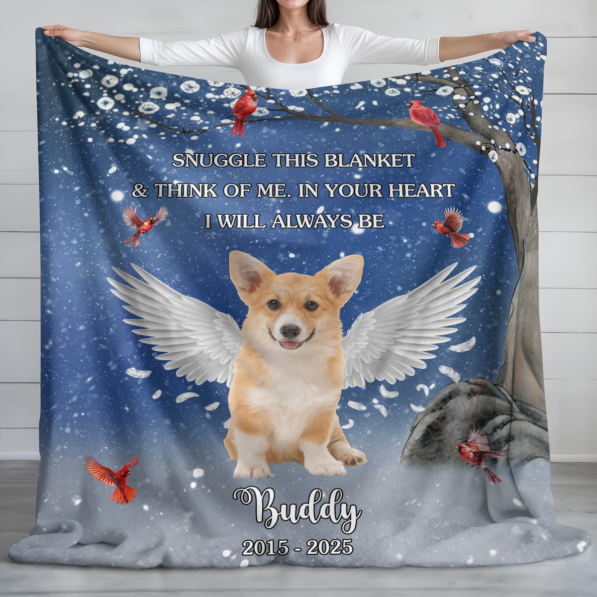 Snuggle This Blanket Memorial Pet Loss - Custom Dog Memorial Photo Blanket CH07 896482