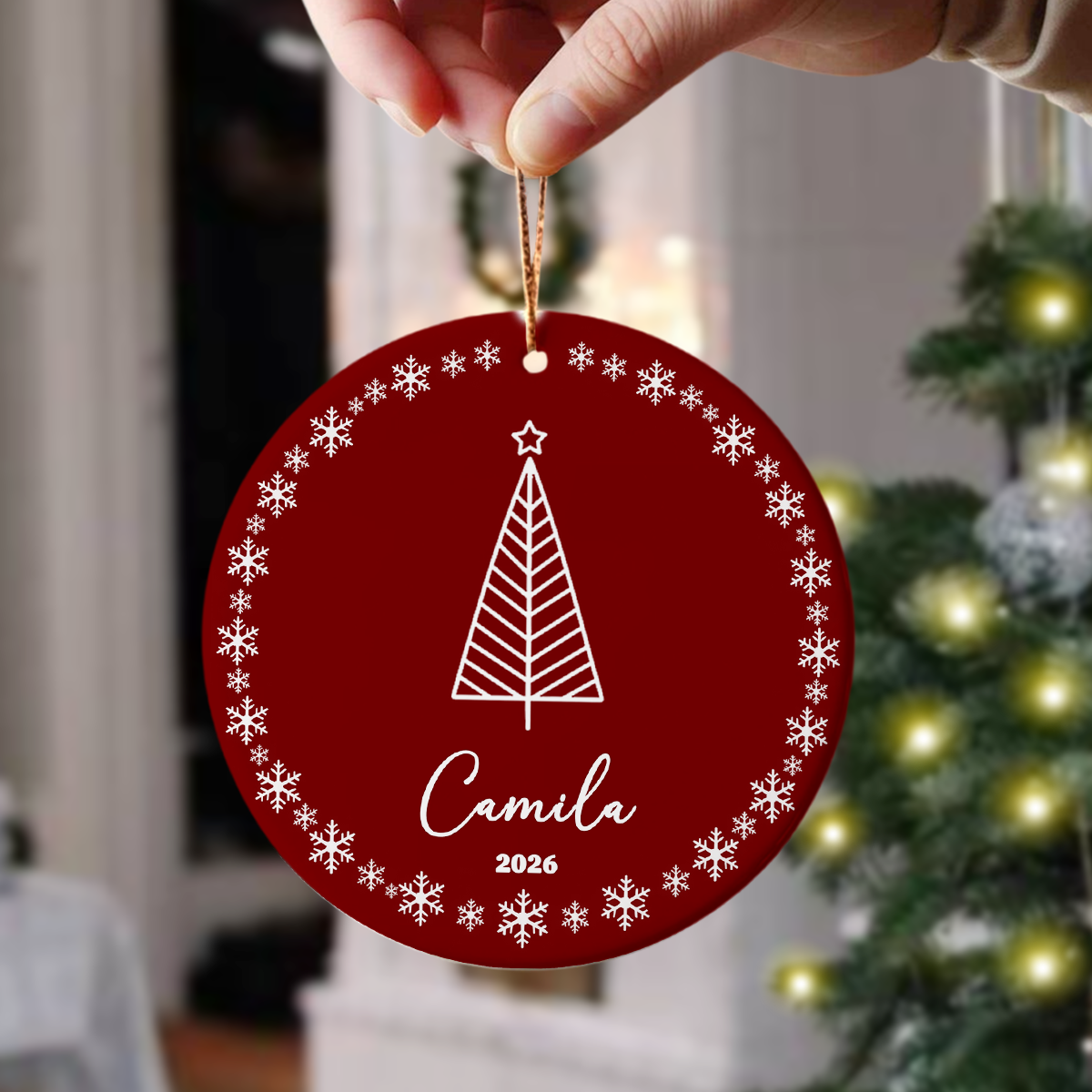 Custom Name Christmas Tree Ceramic Ornament, Personalized Holiday Decoration, Christmas Keepsake Gift HA75 919122