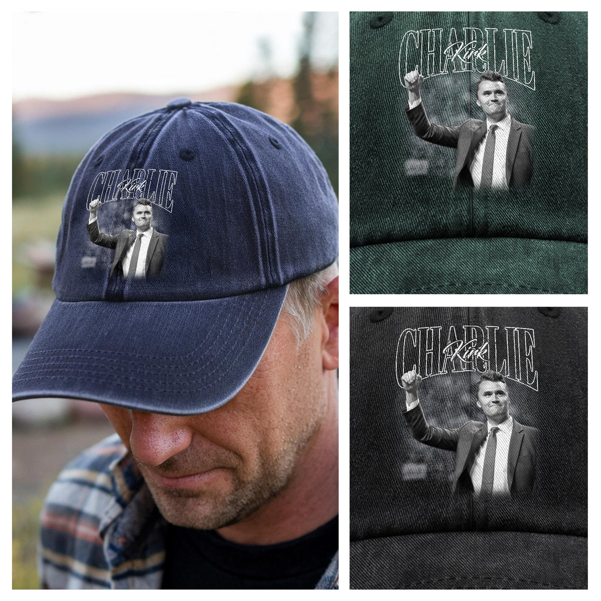 Charlie Kirk A True Hero Retro Style Washed Denim Baseball Cap HO82 65786