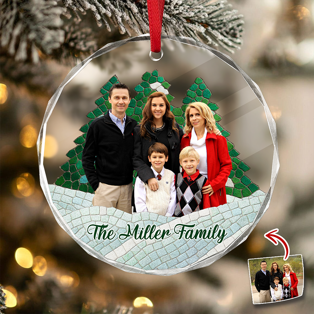 Custom Photo Family Mosaic Style Glass Ornament Christmas Gift LM32 895051