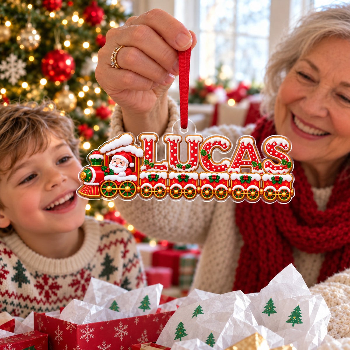 Personalized Santa Christmas Train Name Acrylic Ornament CH07 180908