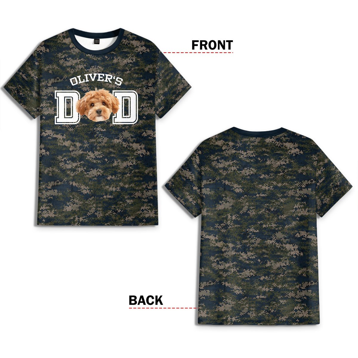 Custom Photo Dog Cat Dad Camo Pattern 3D Shirt Father's Day Gift For Husband, Dad, Grandpa HA75 921398
