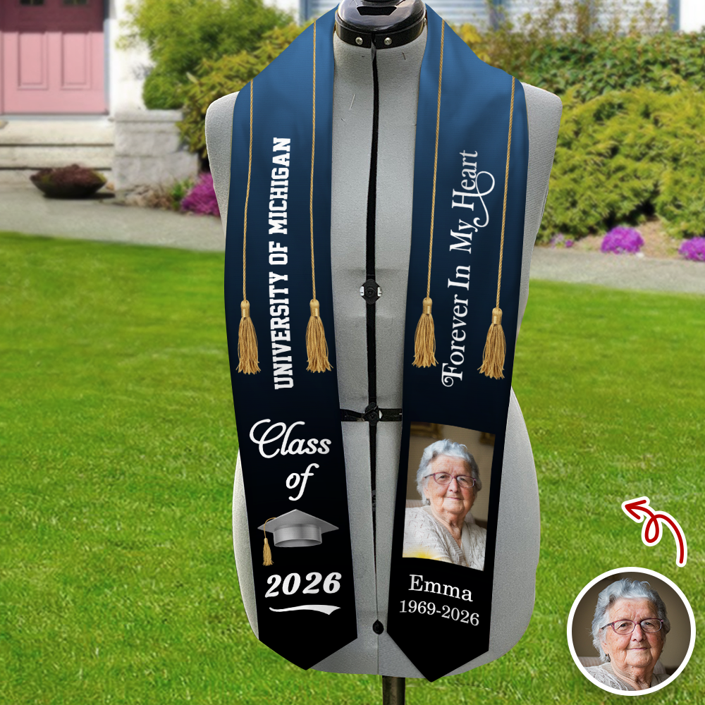 Custom Photo Class Of 2026 Forever In My Heart Memorial Stoles TH10 898813