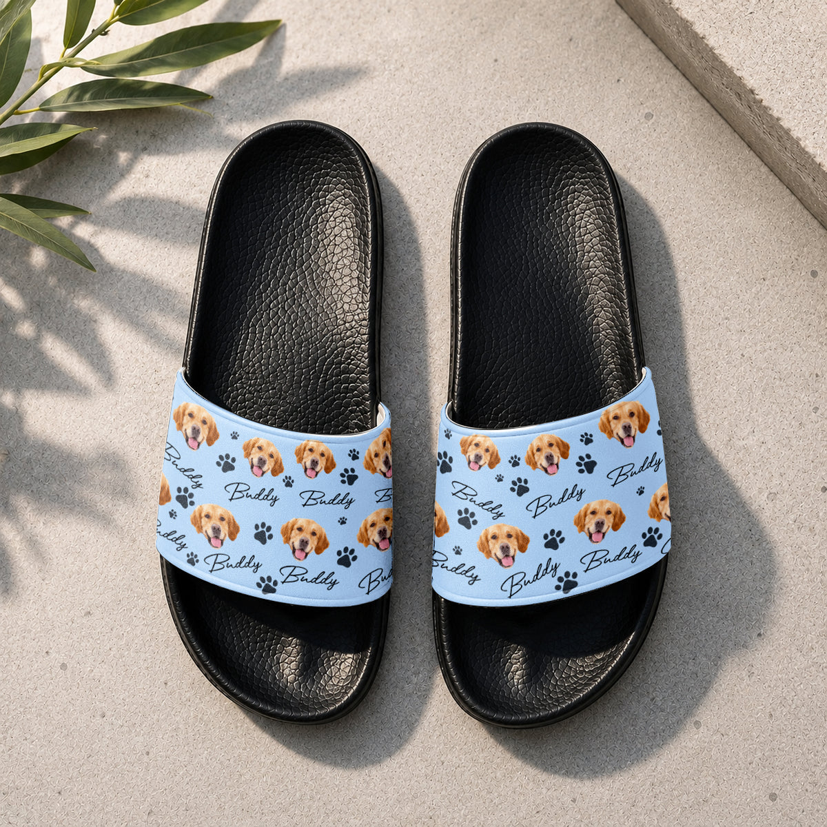 Custom Dog Cat Photo And Name - Slide Sandals Personalized Gift For Pet Lovers TH10 170021