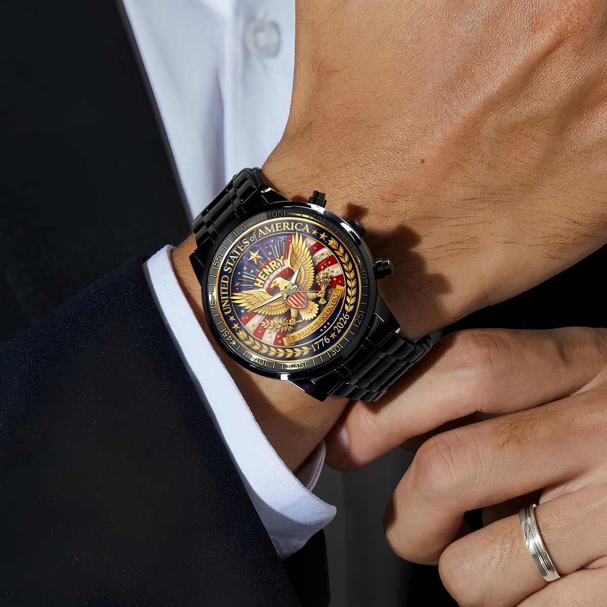 Custom Name America 250th Anniversary 1776 - 2026 Patriotic Wrist Watch CH07 911166