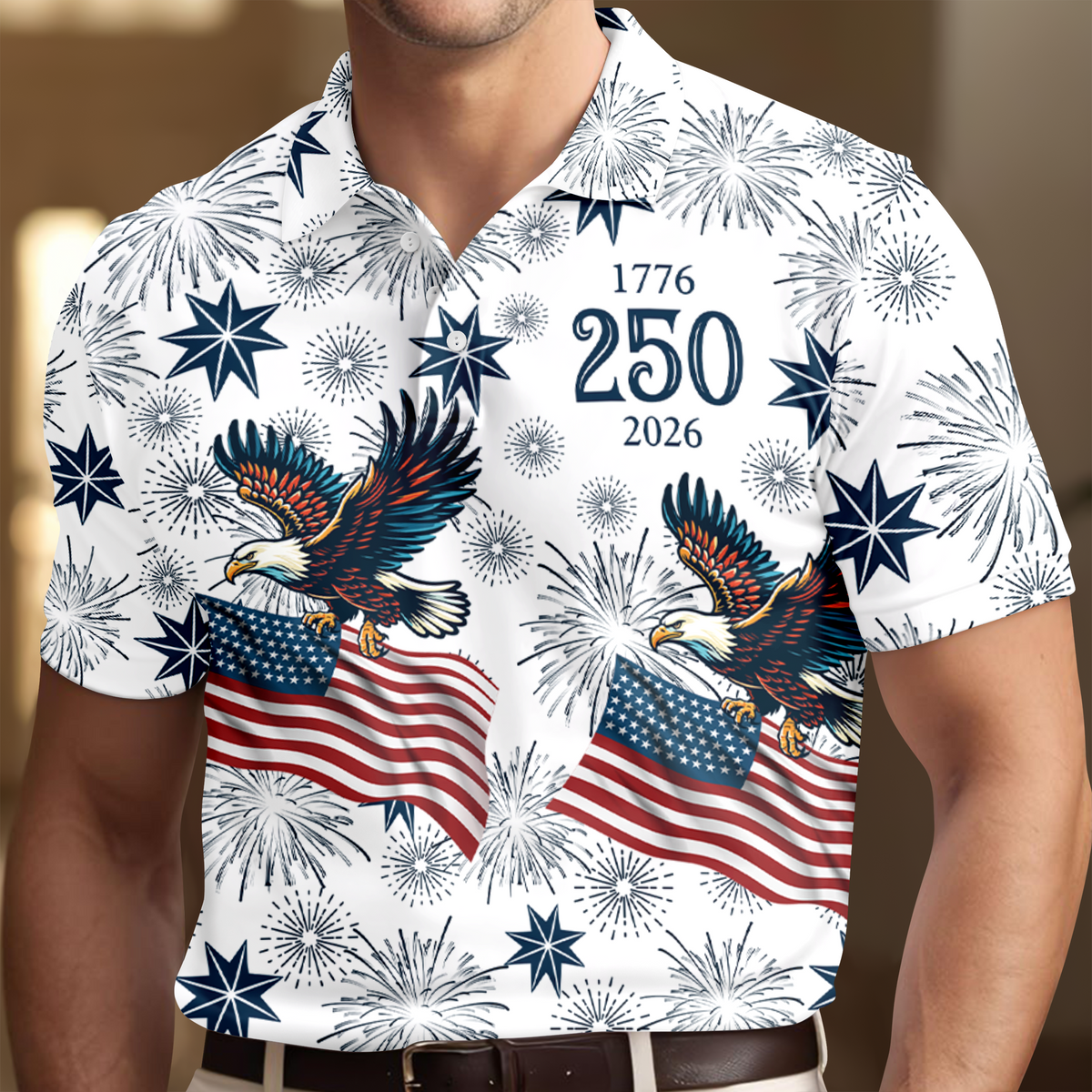 USA 250 Anniversary Eagle 1776-2026 Polo Shirt CH07 910434