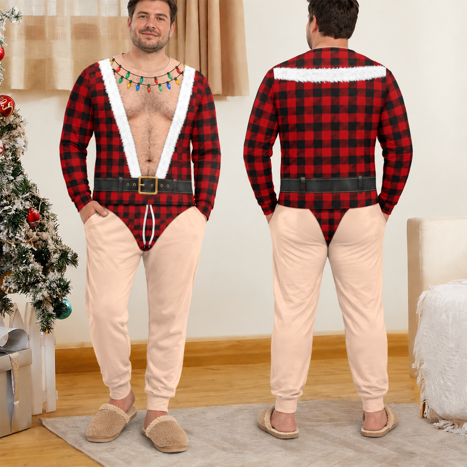 Personalized Funny Men's Christmas Fake Body Sleepwear, Novelty Gag Gift For Husband, Dad & Friends TH10 171159