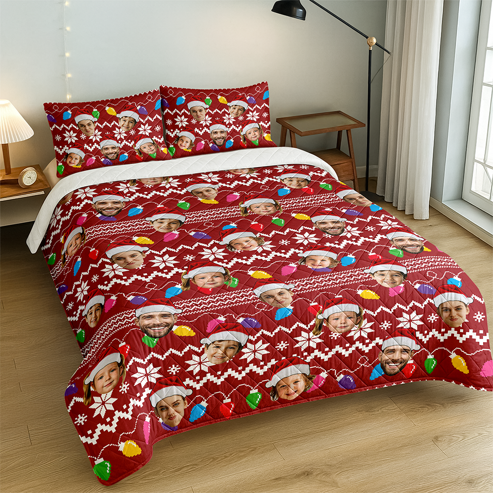 Personalized Family Photo Christmas Bedding Set Holiday Gift for Family TH10 171041