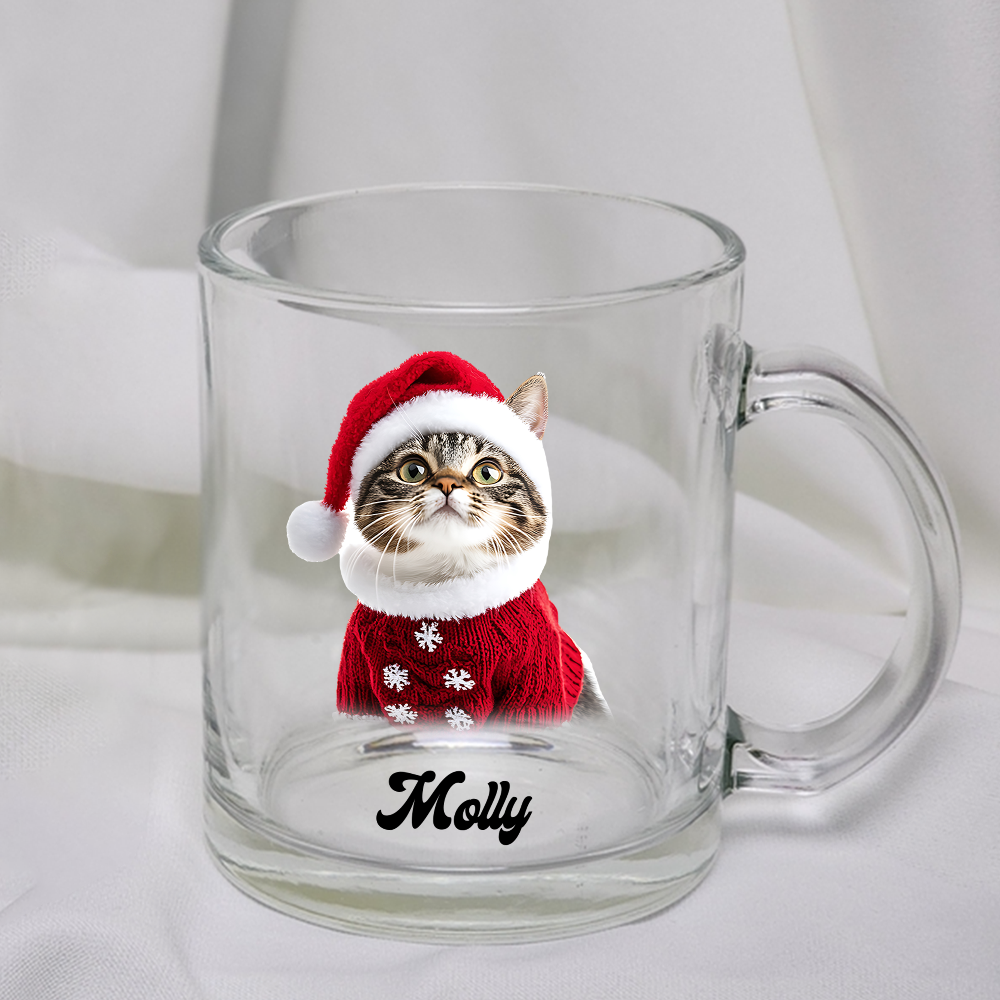 Custom Cat Photo Glass Mug For Cat Lovers CH07 899276