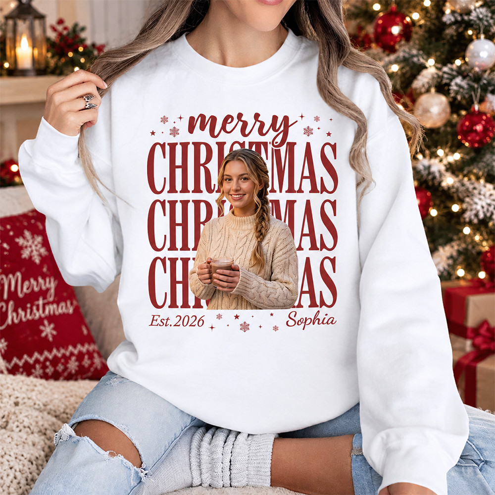 Custom Photo Merry Christmas Shirt, Personalized Holiday Gift For Family TH10 171123