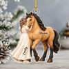 Personalized Girl and Horse Christmas Acrylic Ornament 2D Flat Equestrian Christmas Keepsake Gift CH07 180824