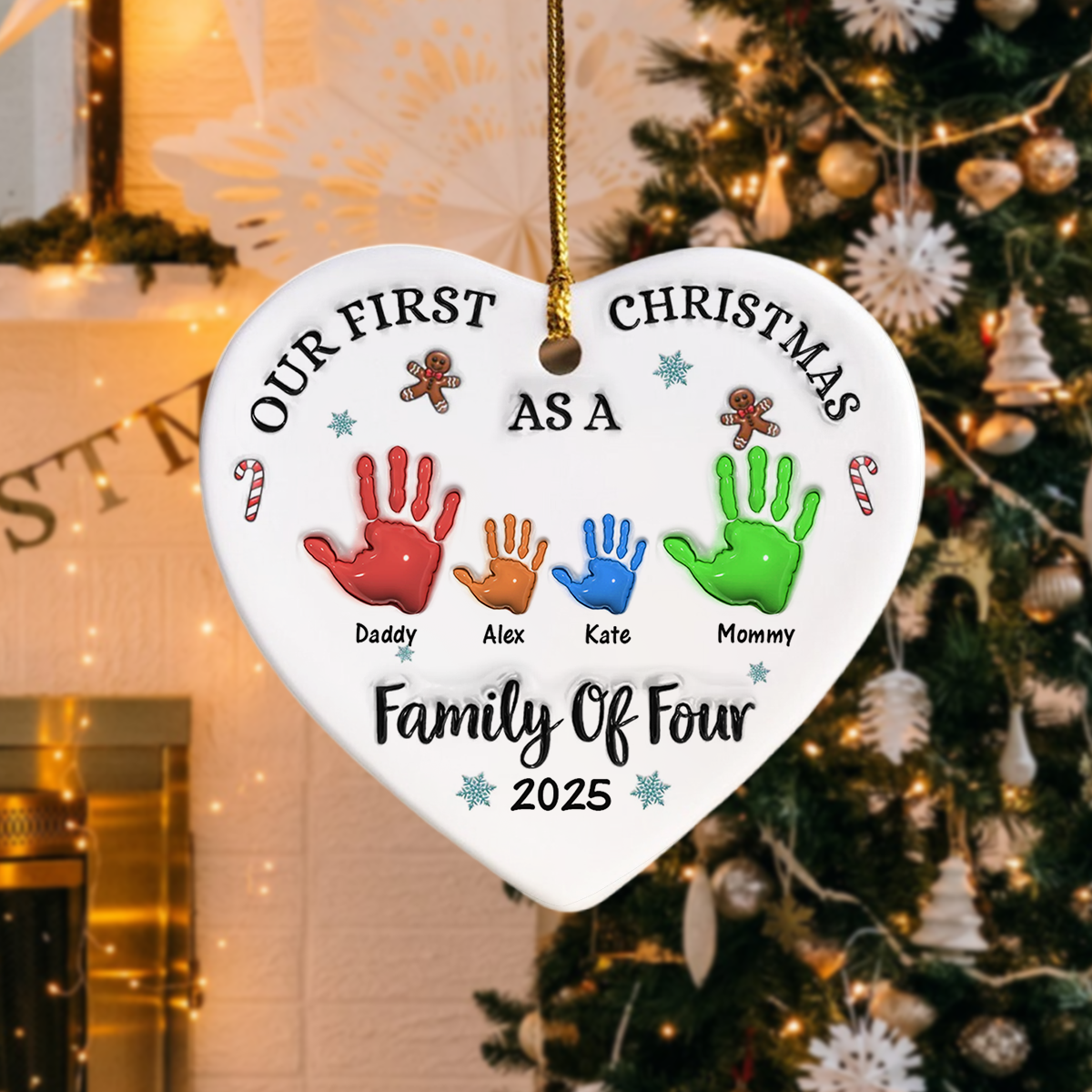 Our First Christmas As A Family Of Three Heart Shaped Ceramic Ornament CH07 899322