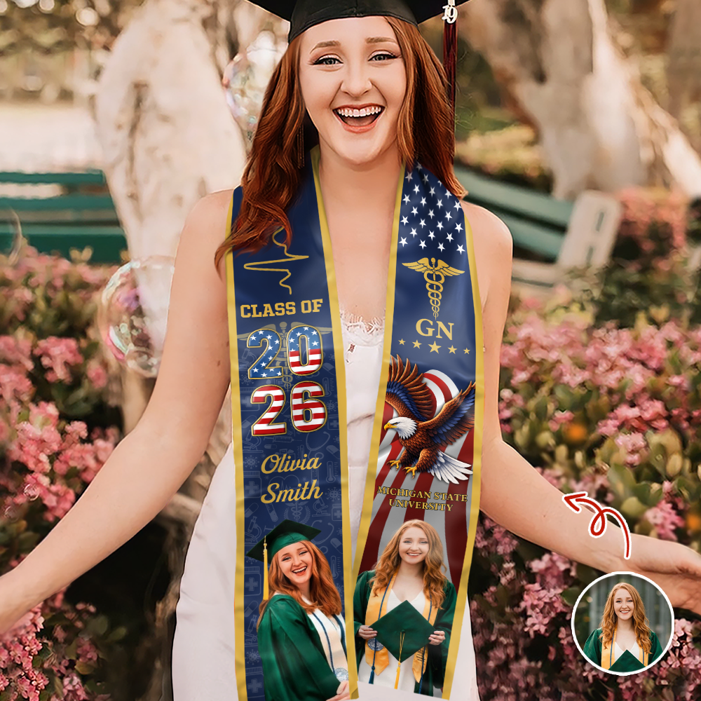 Custom Photo USA 250th Anniversary Nursing Graduation Stole HO82 901714