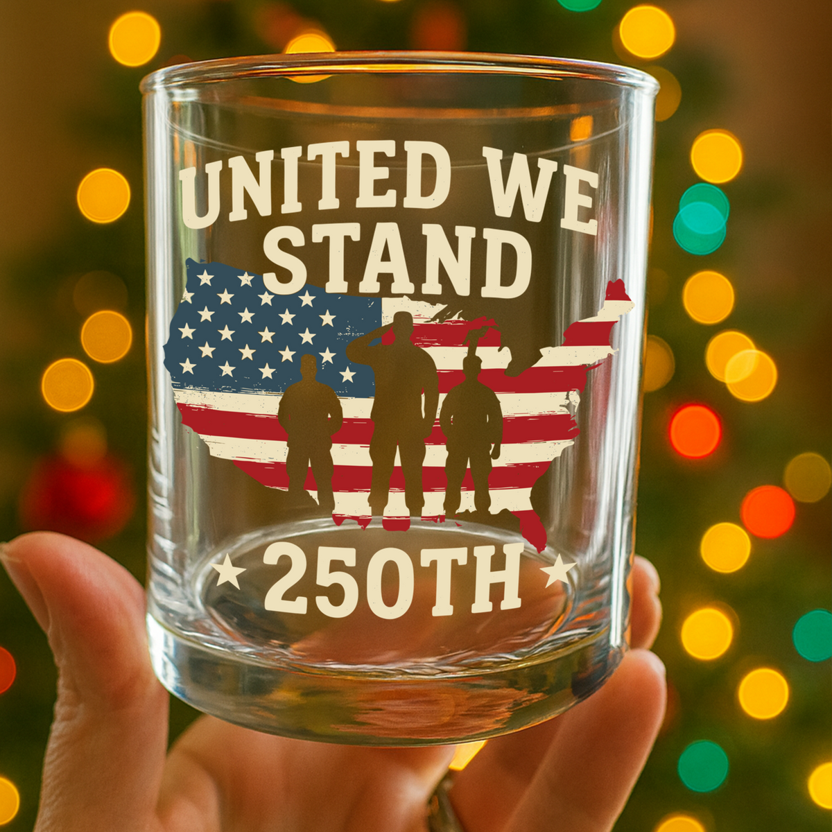 United We Stand 250th Anniversary USA Veteran Whiskey Glass HA75 897310