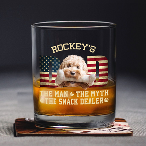 Custom Photo Dog Dad The Man The Myth American Flag Dad Rock Glass HA75 892272