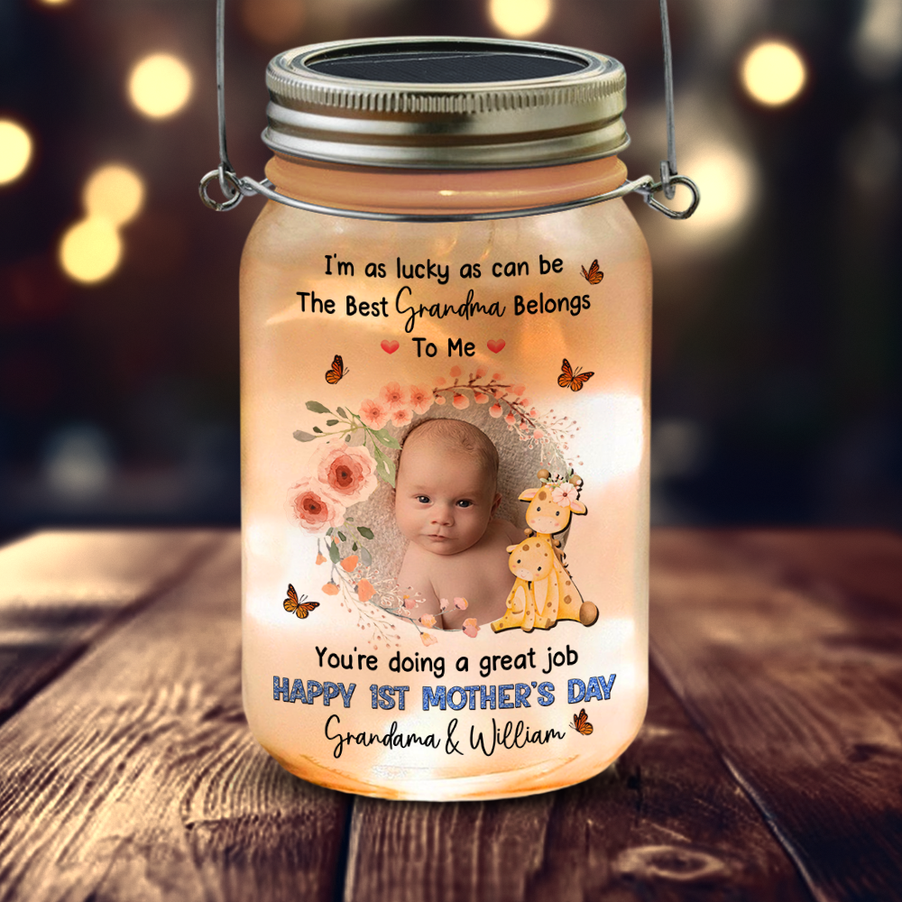 Custom Photo Happy 1st Mother's Day Mason Jar Light Gift For Mom CH07 895376