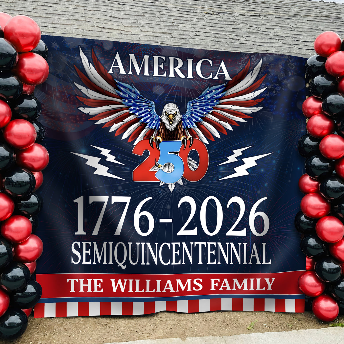Personalized 250 Years Semiquincentennial | Happy 250th Birthday USA Flag | America 250th Anniversary Backdrop TH10 896573
