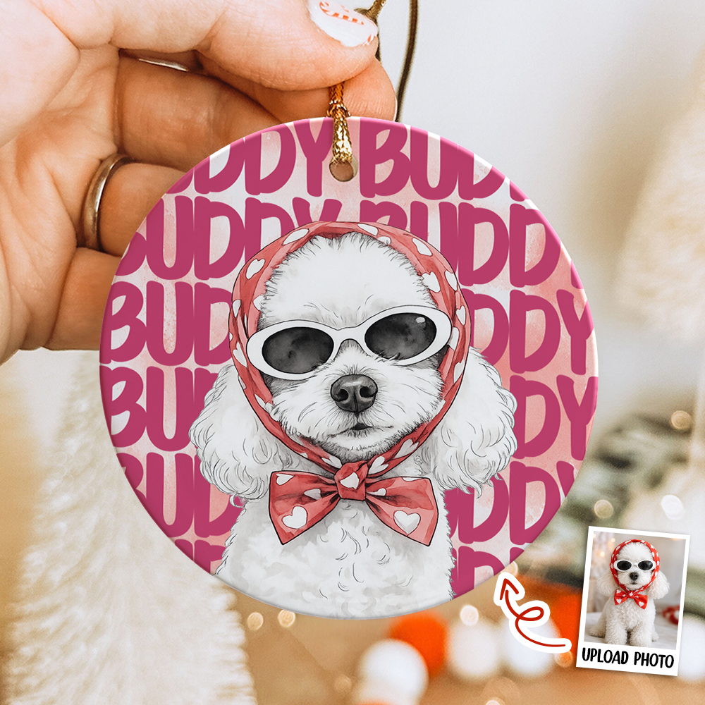Custom Pet Watercolor Portrait Ceramic Ornament Gift For Pet Lovers CH07 180162