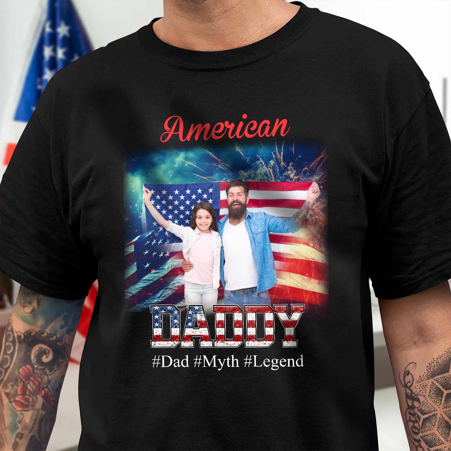 Custom Photo Dad Myth Legend USA 250th Anniversary Dark Shirt HO82 902126