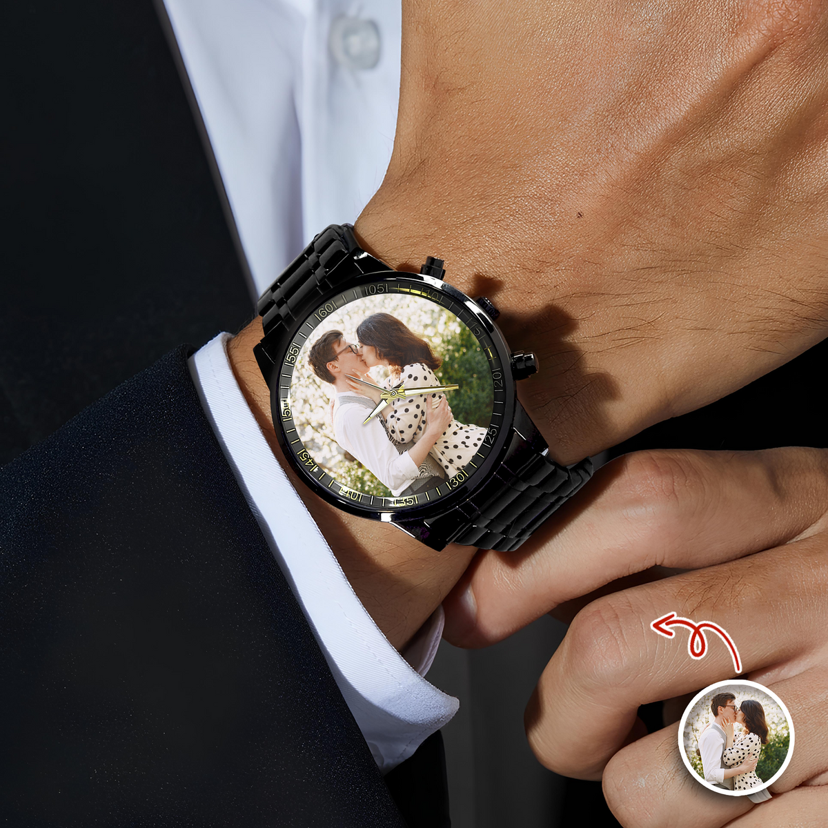 Custom Couple Photo Men's Wrist Watch Gift For Boyfriend, Husband TH10 898451