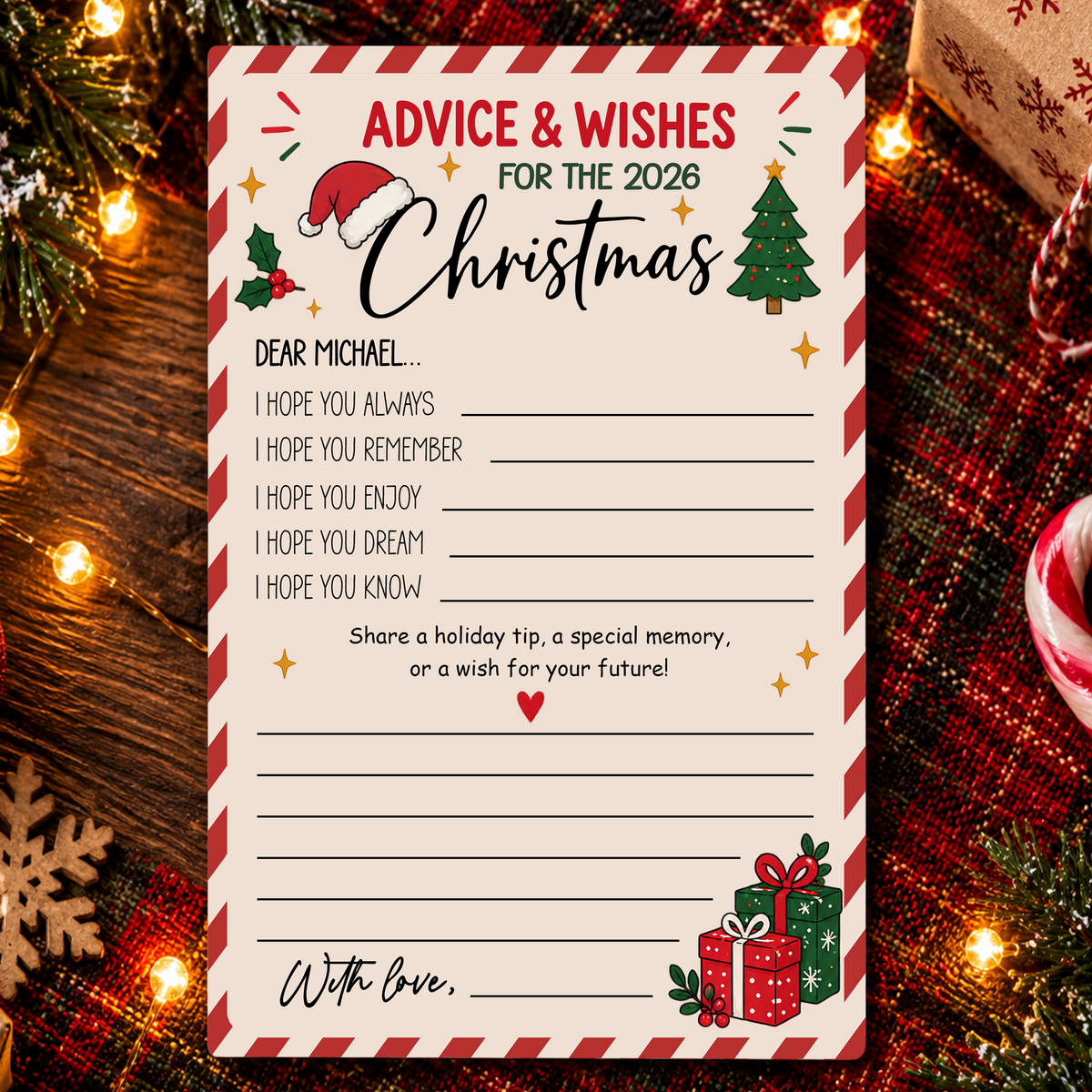 Set of 12 Christmas Wishes Cards - Advice Cards for Christmas gift LM32 670043