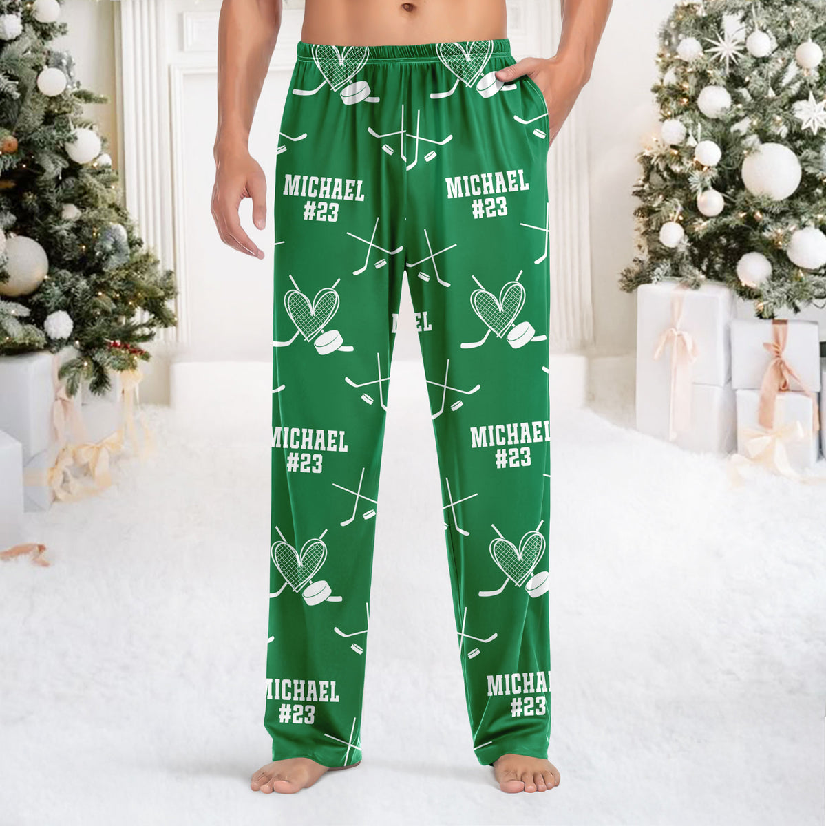 Personalized Christmas Hockey Sweatpants Gift For Hockey Lovers HO82 900092