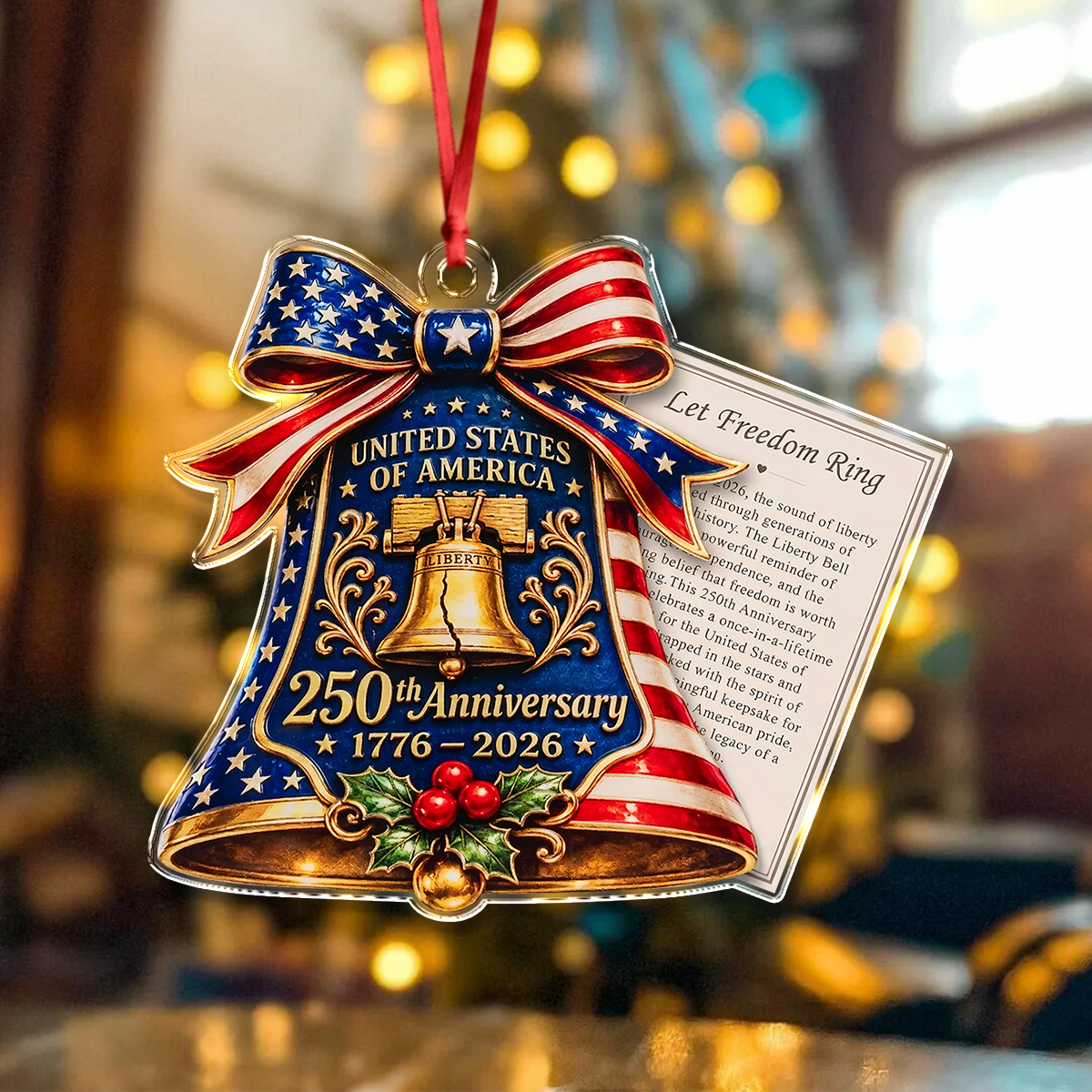250 Anniversary USA Acrylic Ornament Christmas Tree Decor, Patriotic Keepsake Gift HA75 919436