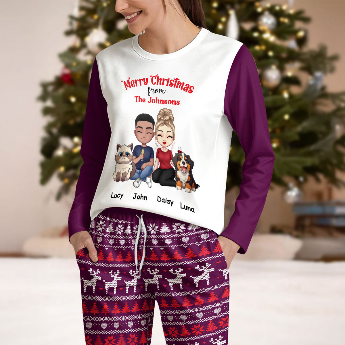 Personalized Merry Christmas With Pet Sleepwear HO82 900310