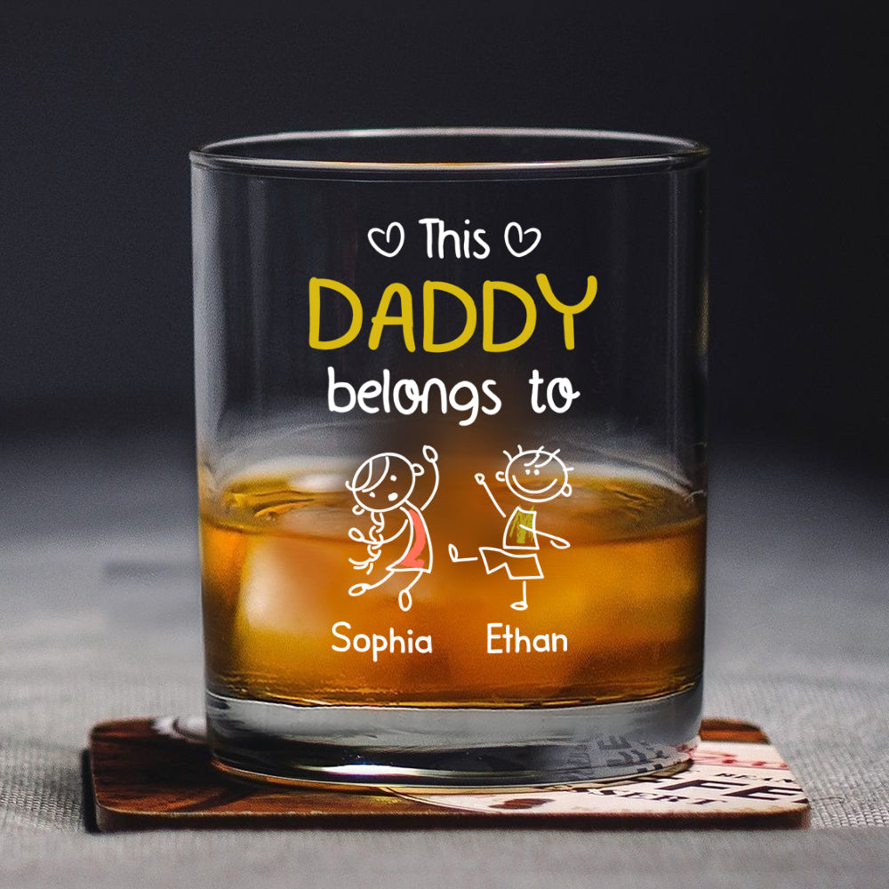 Personalized This Dad Belongs To Us Rock Glass - Father's Day Gift For Husband, Dad, Grandpa LM32 669061