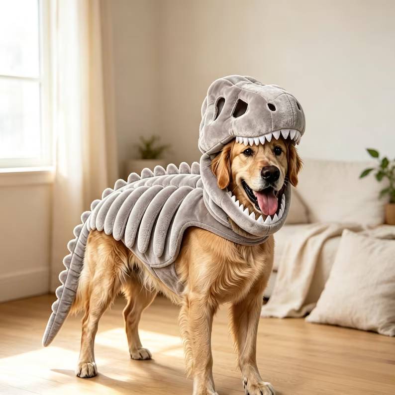 Dinosaur Skeleton Pet Costume - Halloween Outfit for Cats & Dogs HO82 903818