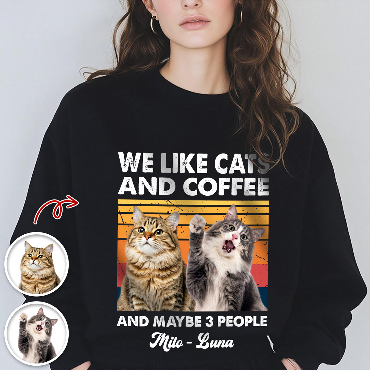 Custom Photo I Like Cats And Coffee Personalized Dark Shirt For Cat Lovers LM32 895105