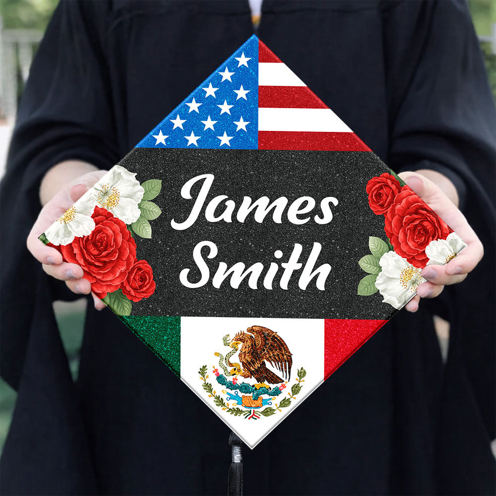 Personalized Name Congrats Graduation USA Flag Graduation Cap Topper LM32 899269